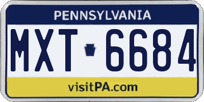 PA license plate MXT6684
