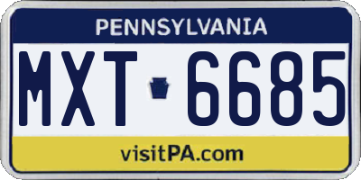 PA license plate MXT6685