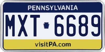 PA license plate MXT6689