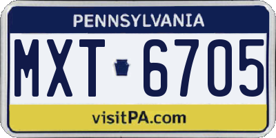 PA license plate MXT6705