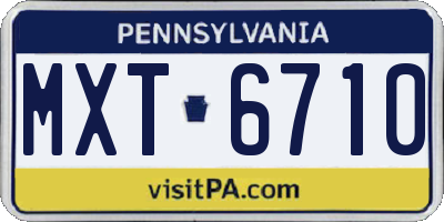 PA license plate MXT6710