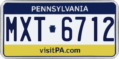 PA license plate MXT6712