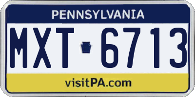 PA license plate MXT6713