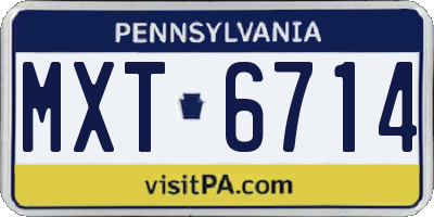 PA license plate MXT6714