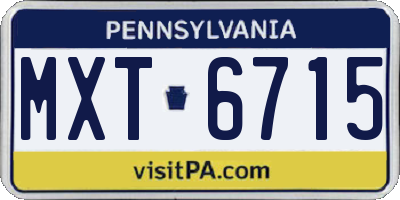 PA license plate MXT6715