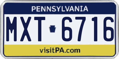 PA license plate MXT6716