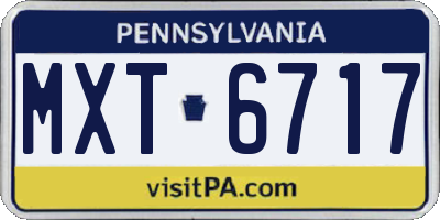PA license plate MXT6717