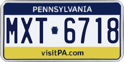 PA license plate MXT6718