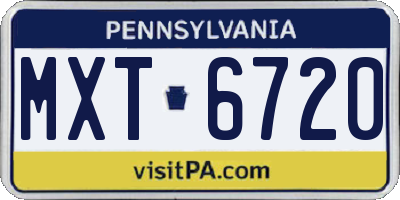 PA license plate MXT6720