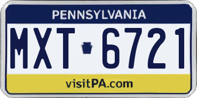 PA license plate MXT6721