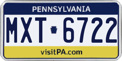 PA license plate MXT6722