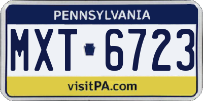 PA license plate MXT6723