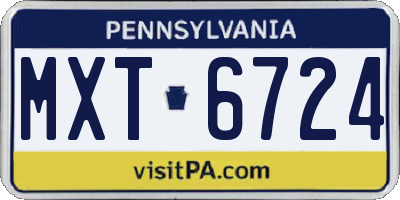 PA license plate MXT6724