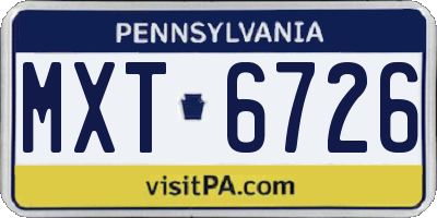 PA license plate MXT6726
