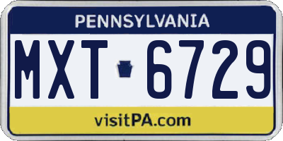 PA license plate MXT6729