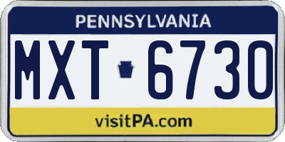 PA license plate MXT6730