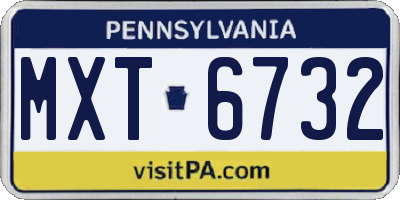PA license plate MXT6732