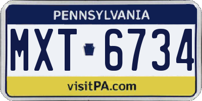 PA license plate MXT6734