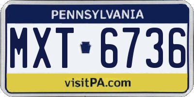 PA license plate MXT6736