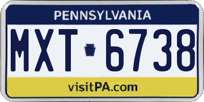 PA license plate MXT6738