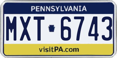PA license plate MXT6743
