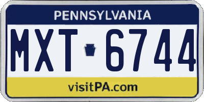 PA license plate MXT6744