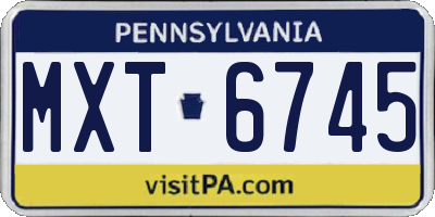 PA license plate MXT6745
