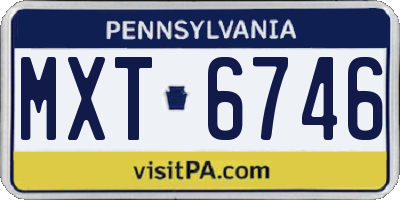 PA license plate MXT6746