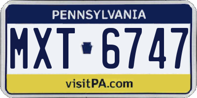PA license plate MXT6747
