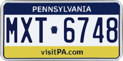 PA license plate MXT6748