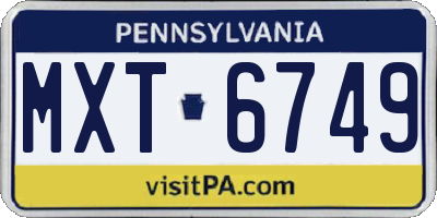 PA license plate MXT6749