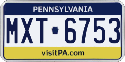 PA license plate MXT6753