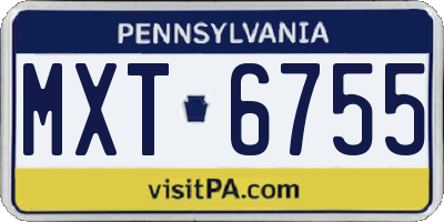 PA license plate MXT6755