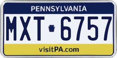 PA license plate MXT6757