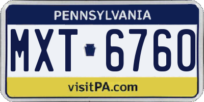 PA license plate MXT6760