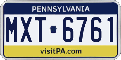 PA license plate MXT6761