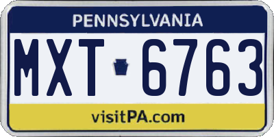 PA license plate MXT6763