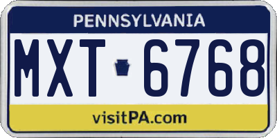 PA license plate MXT6768