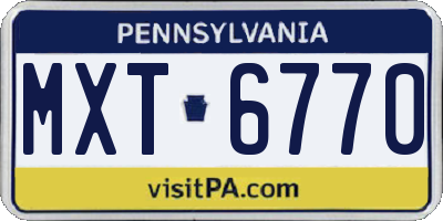 PA license plate MXT6770