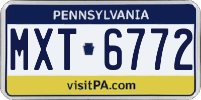 PA license plate MXT6772