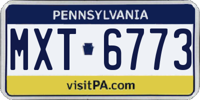 PA license plate MXT6773