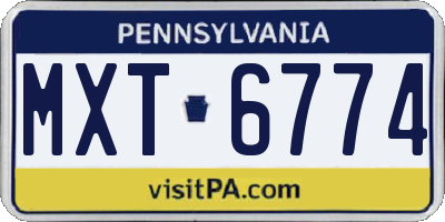 PA license plate MXT6774