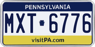 PA license plate MXT6776