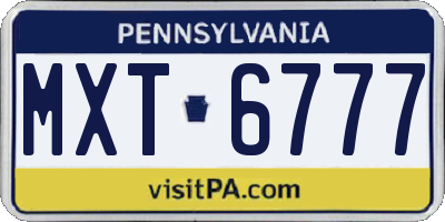 PA license plate MXT6777