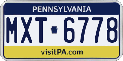 PA license plate MXT6778