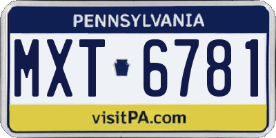 PA license plate MXT6781