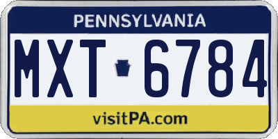 PA license plate MXT6784