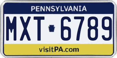 PA license plate MXT6789