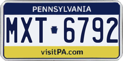 PA license plate MXT6792