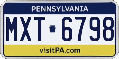 PA license plate MXT6798